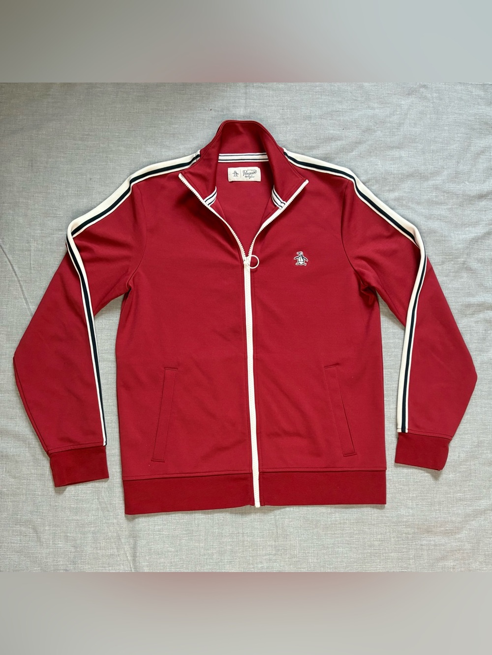 Original Penguin Men’s Zip Up Track Jacket with Contrast Stripes